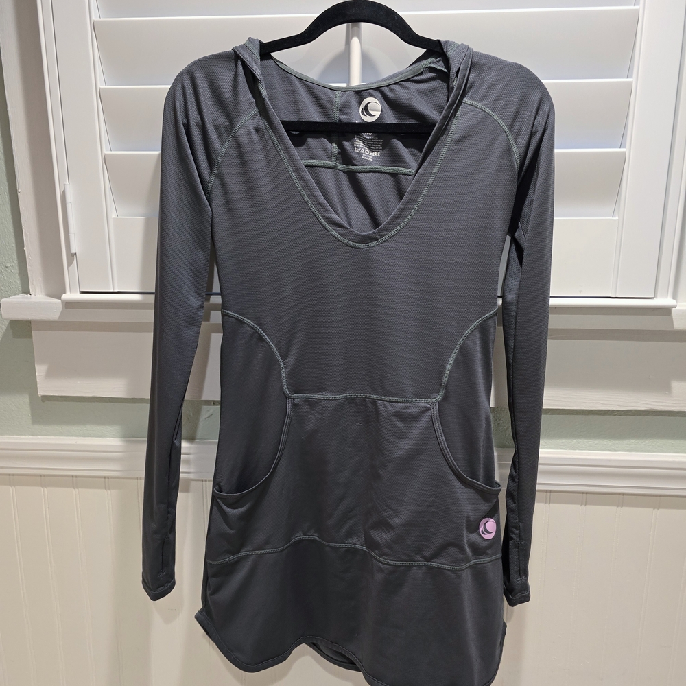 Dark Gray Hooded Long Sleeve Dress